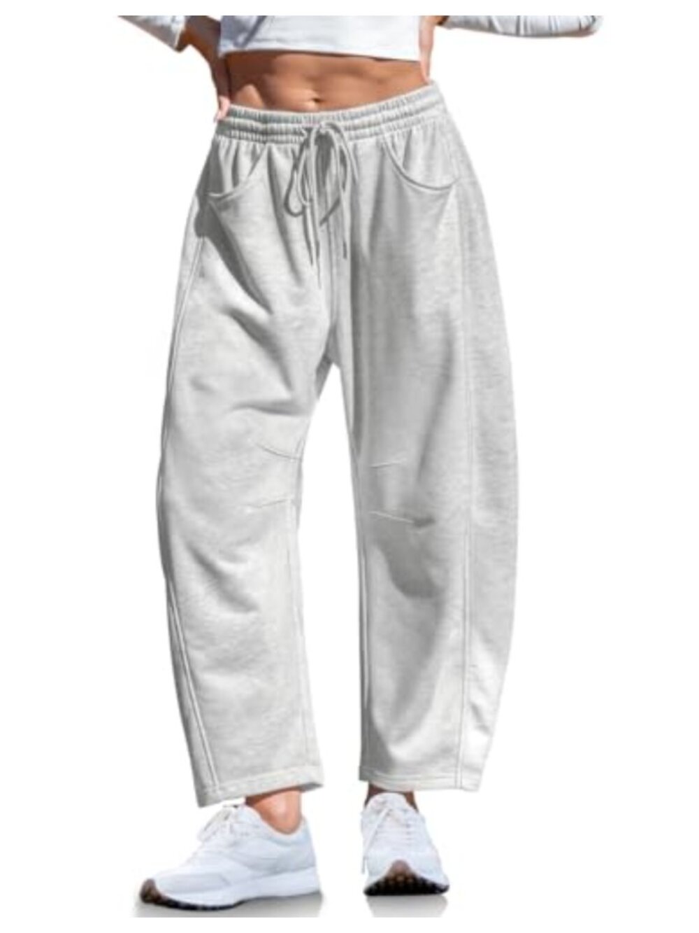 Women's Wide Leg Sweatpants Cotton Blend Drawstring Lounge Pants